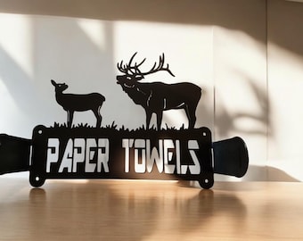 paper towel holder with elk picture