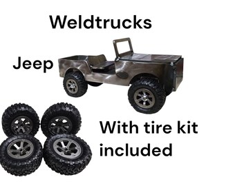 Kit de práctica de soldadura estilo jeep de metal Weld Trucks 3/16 con neumáticos mejorados incluidos.