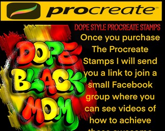 Create DOPE BLACK merchandise Airbrush Style with these  PROCREATE STAmPs