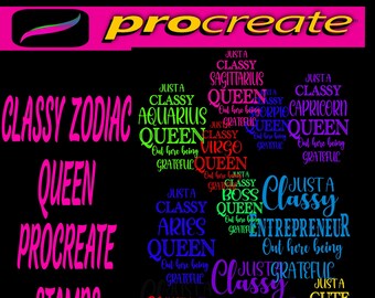 CLASSY GRATEFUL BoSS ZODiAC QUEEn Procreate Stamps