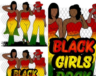 Melanin Glitz and Glamour Ladies PNG bundle perfect for dye sublimation