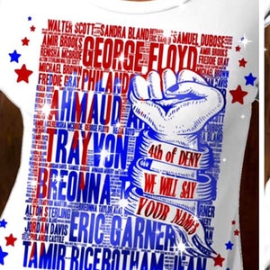 JULY 4th of Deny We will say YOUR NAMES George Floyd Breonna Taylor Aubry Castile and More Png Dye Sublimation Bundle