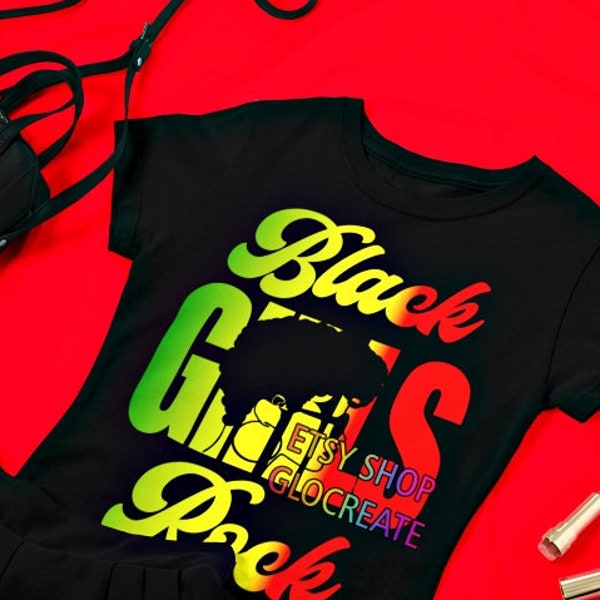 Black GIRLS ROCK graphics file in png and svg Formats Great for Cut and or Dye Sublimation