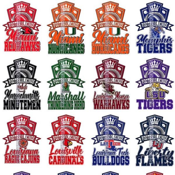 NCAA BSU 130 College Football Kings 130 Equipos PNG Paquete ~ Listo para sublimación de tinta