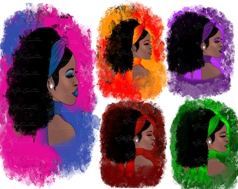 Huge BOLD, BEAUTiFUL & COLORFUL MELANIN SiSTER png Bundle Dye Sublimation ready