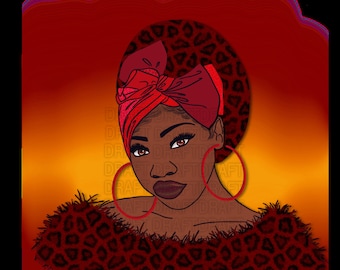 Melanin Leopard print lady PNG bundle perfect for dye sublimation