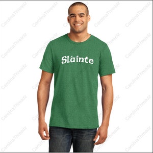 Slainte Irish Cheers Tee St Patrick es Day Trinken Heather Irish Green Distressed