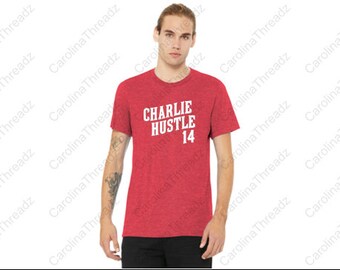 Pete Rose Charlie Hustle Distressed Cincinnati Heather Red Tee