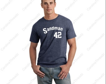 Mariano Rivera Fan Tee Sandman Heather Navy Distressed T-Shirt