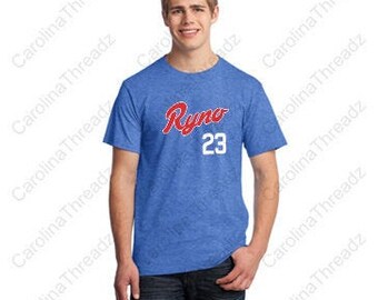 Ryne Sandberg Ryno 23 Distressed Chicago Heather Blue Tee