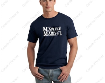 Mickey Mantle Roger Maris 1961 New York Election Style Distressed Tee