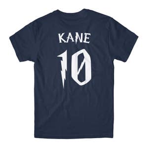May include: Navy blue t-shirt with white text that reads "KANE 10" in a stylised font.