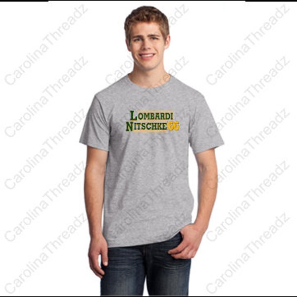 Vince Lombardi Ray Nitschke 1966 Election Style Distressed Green Bay Heather Gray Tee
