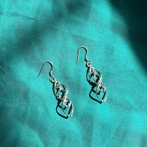Vintage Sterling Silver Modernist Twisted Tangles Earrings