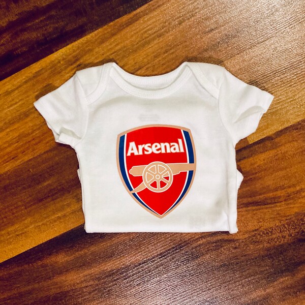 Arsenal Soccer Bodysuit - Carters Brand White Bodysuit Baby, Infant or Toddler Gift