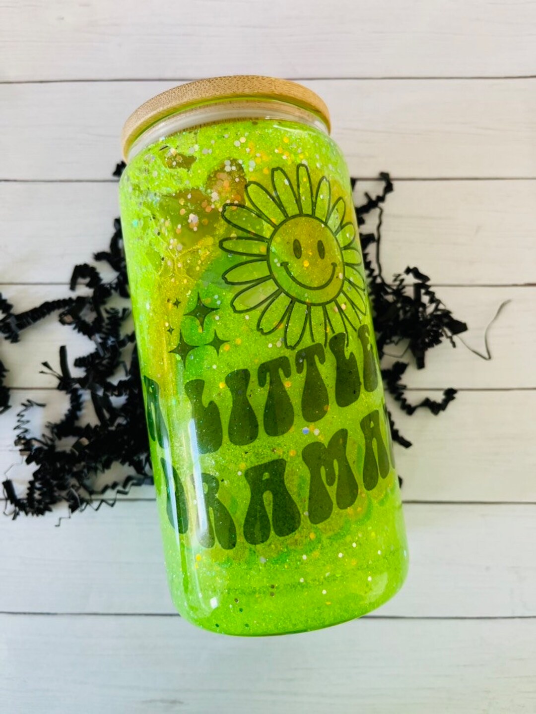 Glitter Globe Tumbler, Libbey Glass, Glitter Shaker, Libbey Glass Can