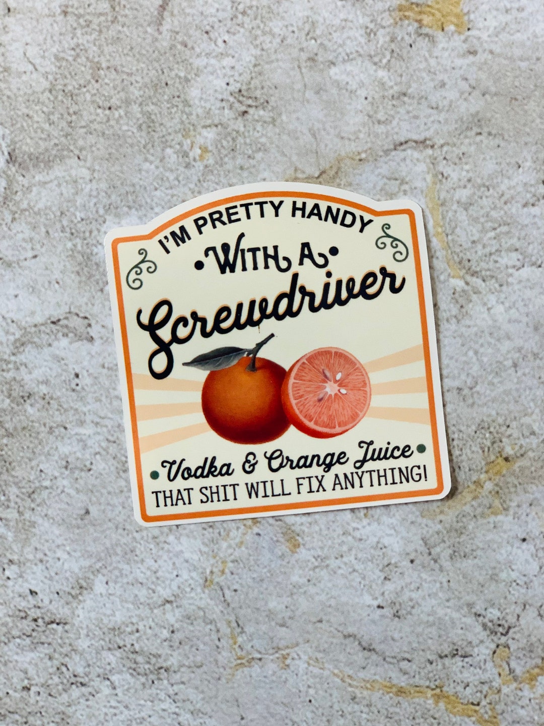 Vodka Screwdriver Sticker: Funny Cocktail Laptop Decal - Etsy