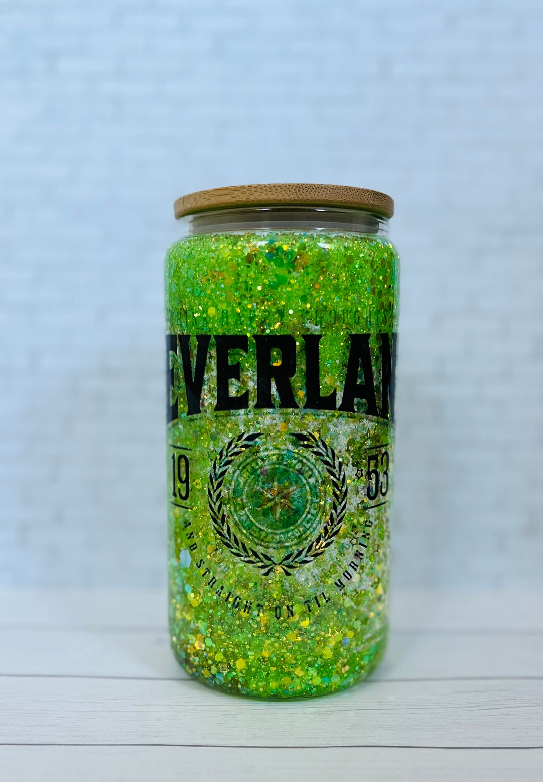 Glitter Globe Tumbler, Libbey Glass, Glitter Shaker, Libbey Glass Can