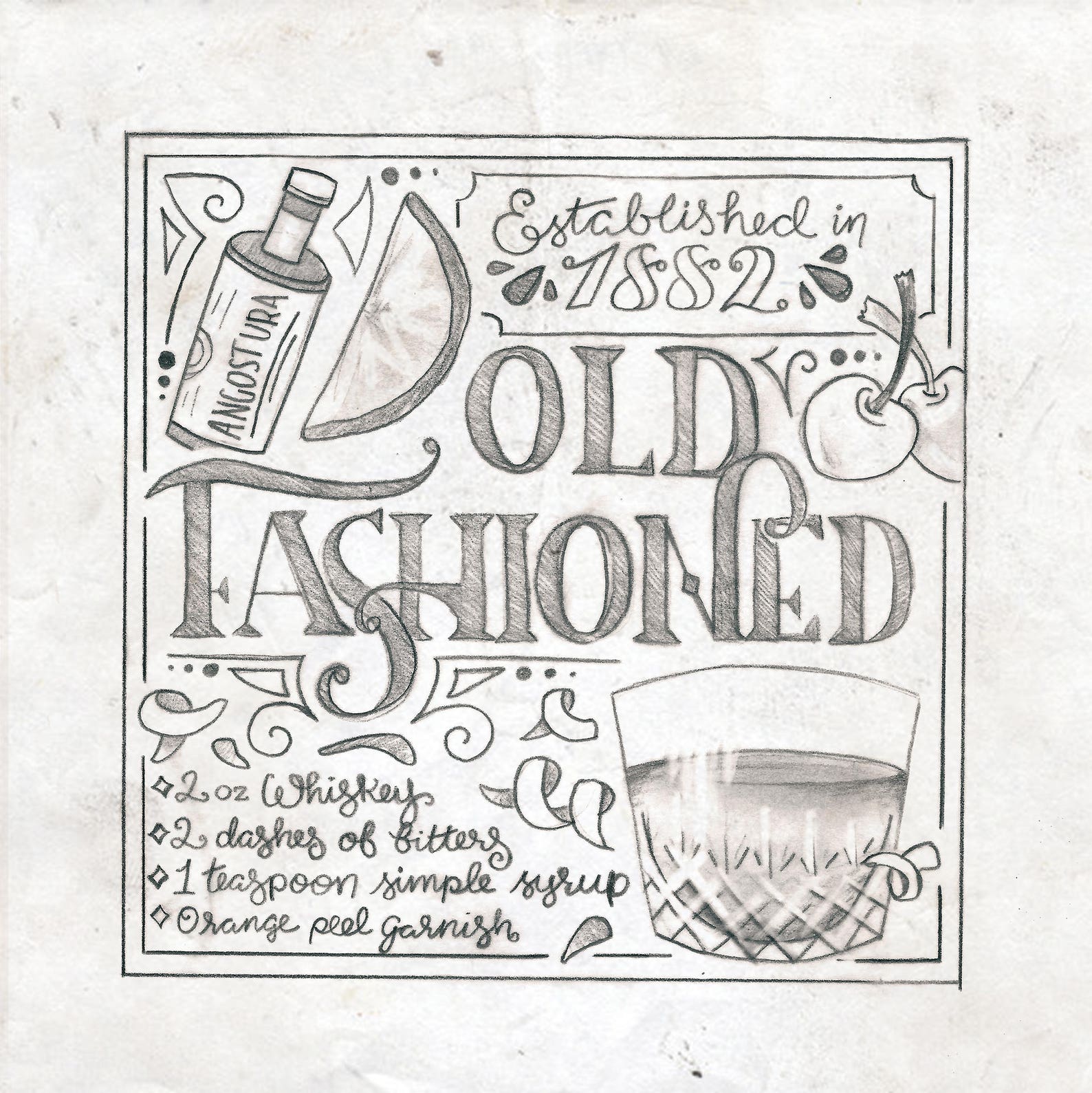 Cocktail Printable: Old Fashioned - Etsy