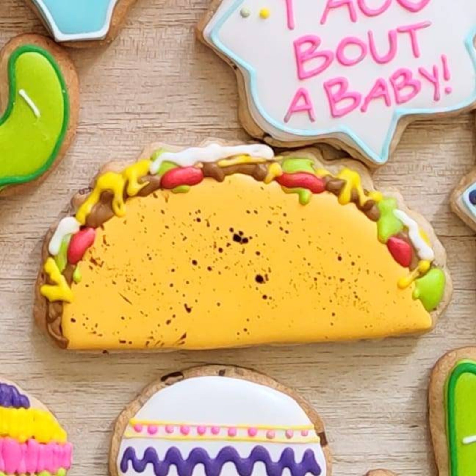Taco/fiesta Baby Shower Cookies Etsy