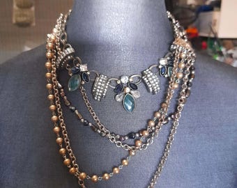 Custom MULTI-STRAND VINTAGE Necklace Bib Collar