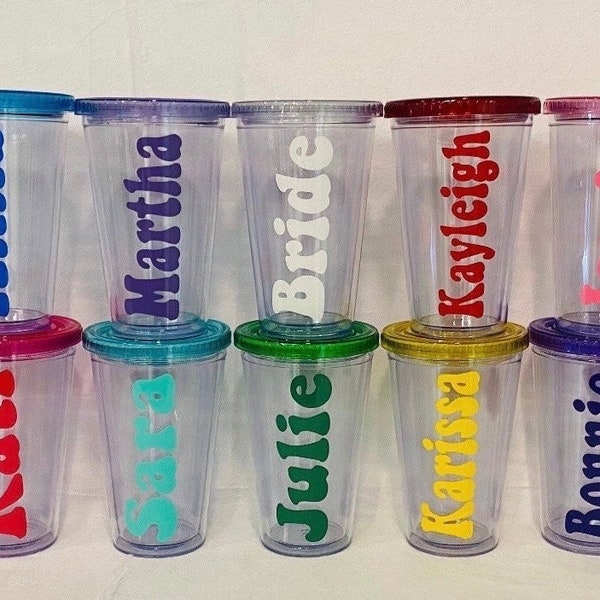 16oz personalized acrylic tumbler with lid and matching straw