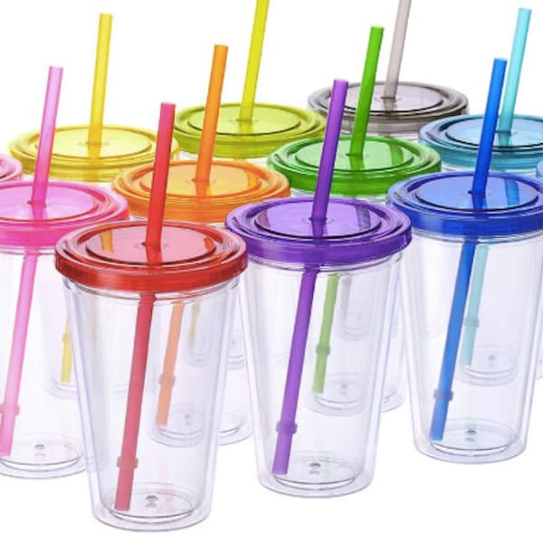 16oz personalized acrylic tumbler with lid and matching straw CUPTURE brand CLOSEOUT SALE