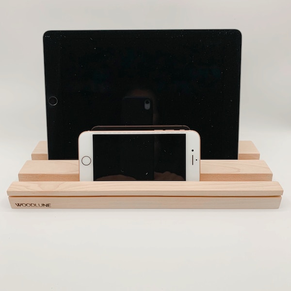 Wooden iPad and iPhone Holder | iPad and iPhone Stand | iPad Holder | Wood iPad Dock Station | iPad Charging Station | Wood iPad Stand