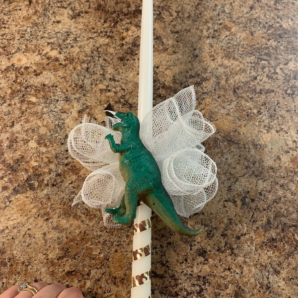 Green Dinosaur Easter Candle Lambatha