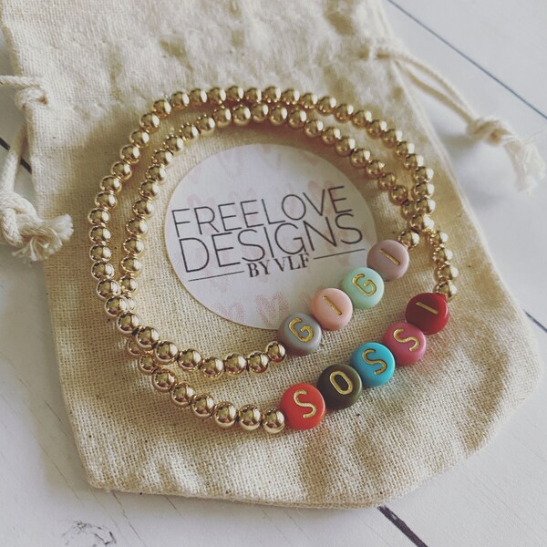 Multi-Color Letter Bead Bracelet