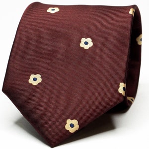 Burgundy Tie Mens Burgundy Floral Tie Flower Red Tie Burgundy Necktie Burgundy Wedding Tie Red Floral Tie Groomsmen Floral Necktie