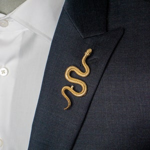 Gold Snake Lapel Pin Gold Serpent Brooch For Suit Men Fashion Luxury Pin Lapel Pins Men image 1