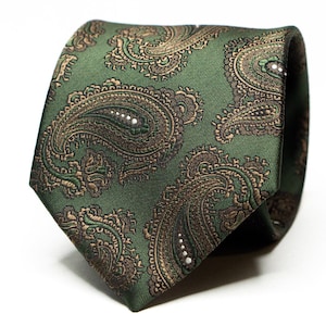 Green Paisley Necktie - Classic Formal Men&#39;s Tie