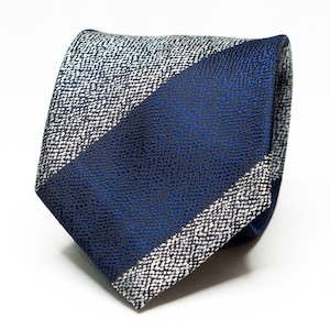 Silver Navy Blue Tie For Men Gray Stripe Necktie Stripe Tie Men Tie Navy Tie Blue Wedding Tie Navy Wedding Tie Groom Suit Tie