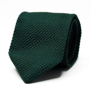 Green Knit Tie Solid Dark Green Grenadine Tie for Men Groomsmen Groom Wedding Day Suit Tie