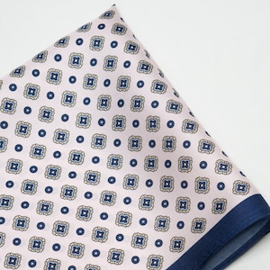Soft Pink Pocket Square Navy Blue Silk Pocket Square Floral Pocket Square Medallion Pocket Square Navy Blue Pocket Square Pink Handkerchief