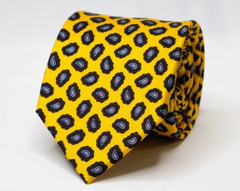 Yellow Paisley Tie Yellow Gold Necktie for Men Groom Groomsmen Wedding Suit Tie for Him