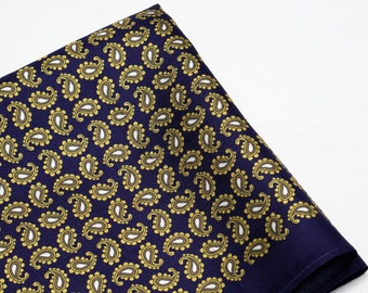 Purple Pocket Square Paisley Silk Pocket Square Plum Pocket Square Men Purple Handkerchief Yellow Paisley Hanky Purple Wedding Pocket Square