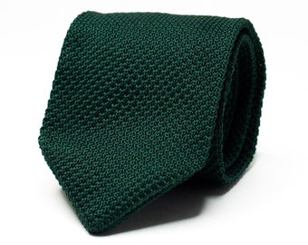 Green Knit Tie Solid Dark Green Grenadine Tie for Men Groomsmen Groom Wedding Day Suit Tie