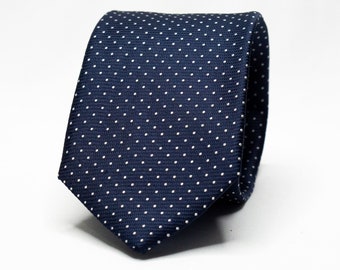 Navy Blue Tie Navy Silk Tie Mens Blue Tie Navy Blue Wedding Tie Polka Dot Necktie Groom Suit Tie Blue Necktie Formal Navy Blue Tie Mens