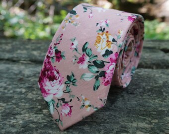 Pink floral tie | Etsy