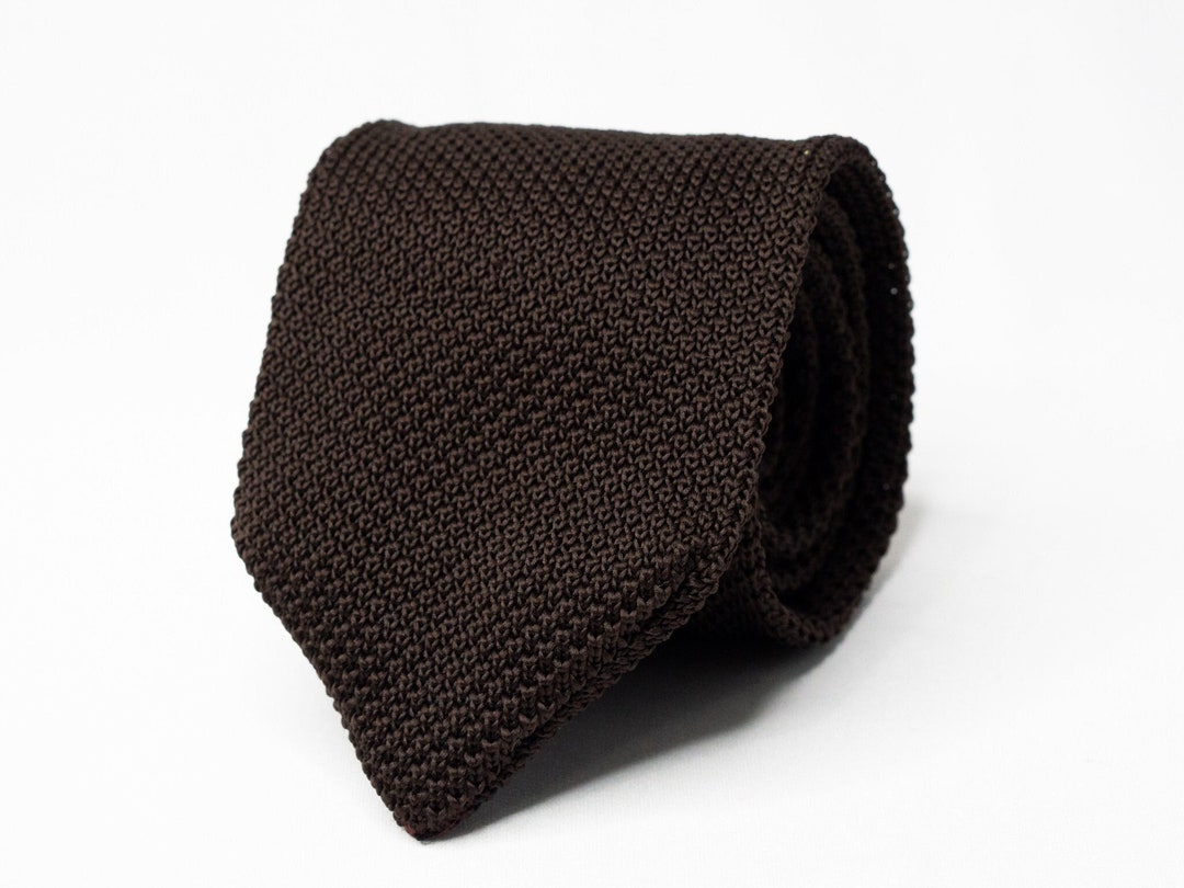 Dark Brown Knit Tie Grenadine Tie Chocolate Brown for Men Groomsmen