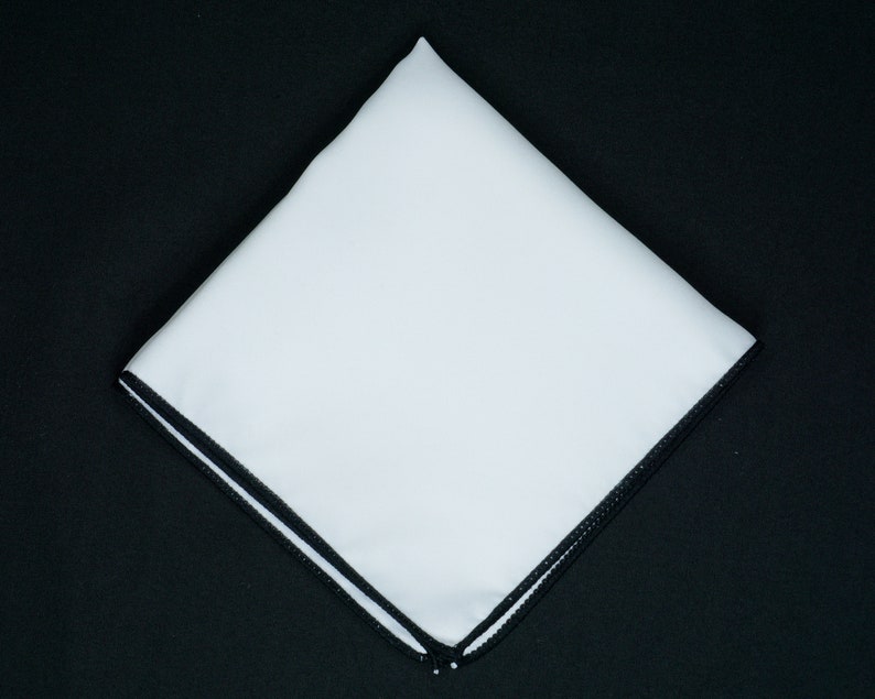 White Pocket Square with Black Trim