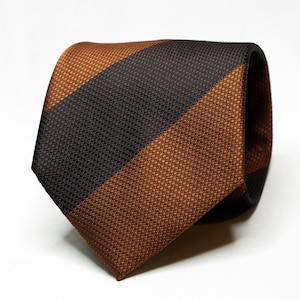Copper Stripe Tie Men&#39;s Bronze Tie Burnt Orange Tie Brown Necktie For Wedding Groom Suit Tie Groomsmen Party Tie Bronze Suit Necktie For Men