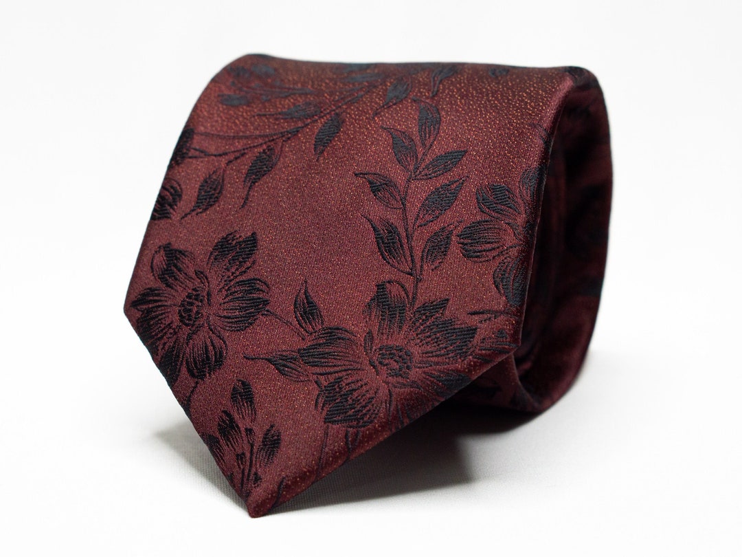 mens burgundy floral tie