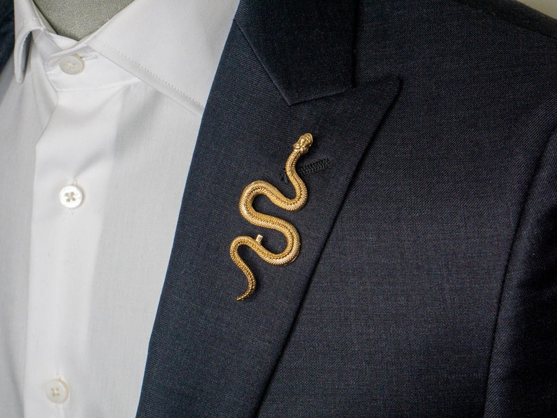 Gold Snake Lapel Pin Gold Serpent Brooch For Suit Men Fashion Luxury Pin Lapel Pins Men image 1