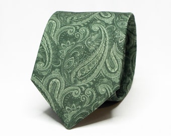 Sage Green Tie Green Paisley Tie Light Green Wedding Tie Mens Green Necktie Groomsmen Tie Wedding Suit Tie Groom Necktie Green Skinny Tie