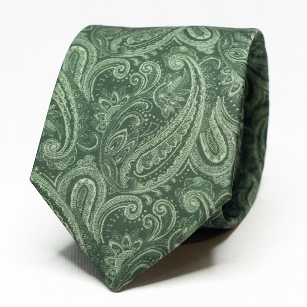 Sage Green Tie Green Paisley Tie Light Green Wedding Tie Mens Green Necktie Groomsmen Tie Wedding Suit Tie Groom Necktie Green Skinny Tie