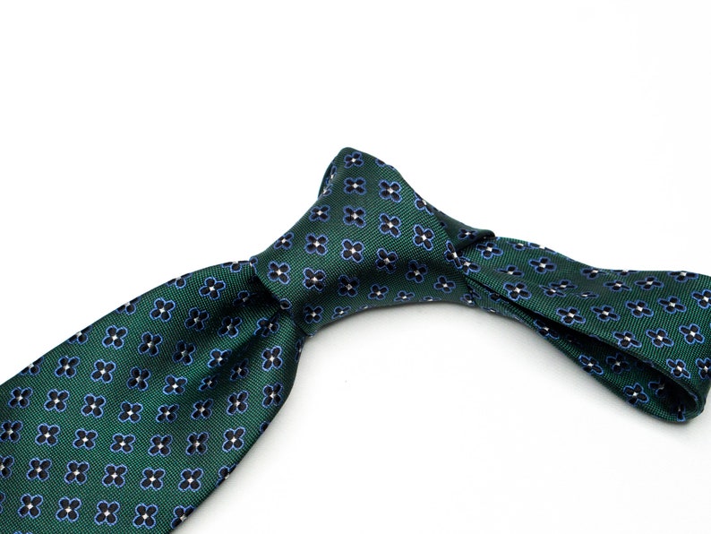Emerald Green Tie Green Silk Tie Mens Green Floral Tie Silk Necktie Mens Green Wedding Tie Grooms Tie Blue Floral Tie Mens Flower Tie image 4