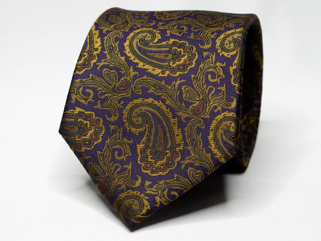 Purple & Silver Paisley Mens Necktie main image 1